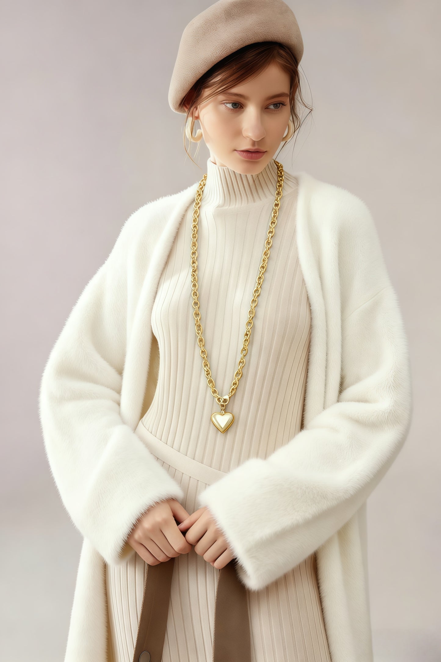 Chunky Gold Necklace for Women, Chunky Heart Necklace layered Puffy Heart Necklaces Long Thick Pendant Bold Statement Necklaces for Women Trendy