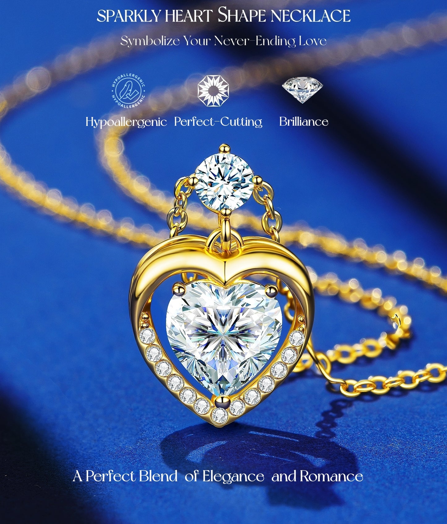 Heart Zircon Necklace and Earrings Set