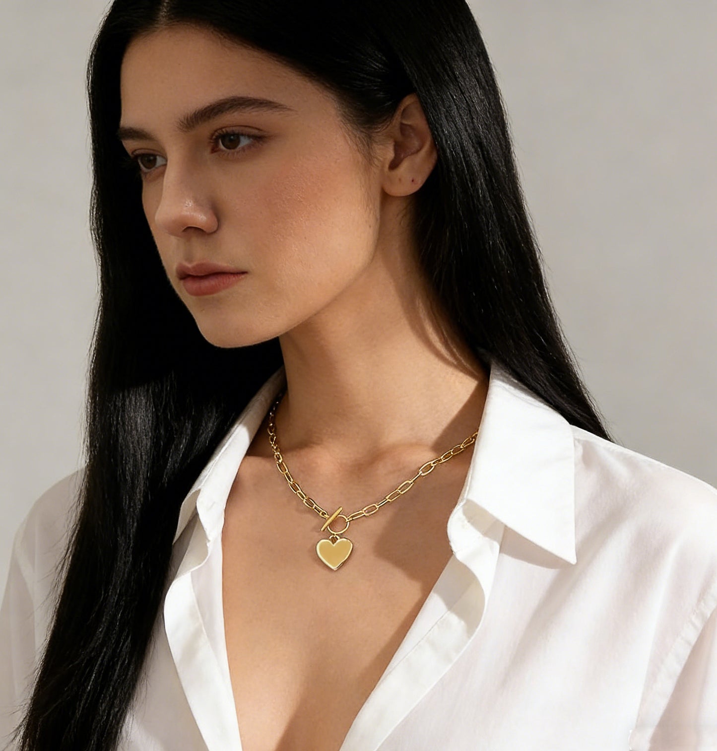 YEATMUE Heart Necklace for Women 14K Gold Plated Trendy Heart Choker Lover Pendant Hypoallergenic Fashion Gold Necklace for Women Love Jewelry Gift for Women
