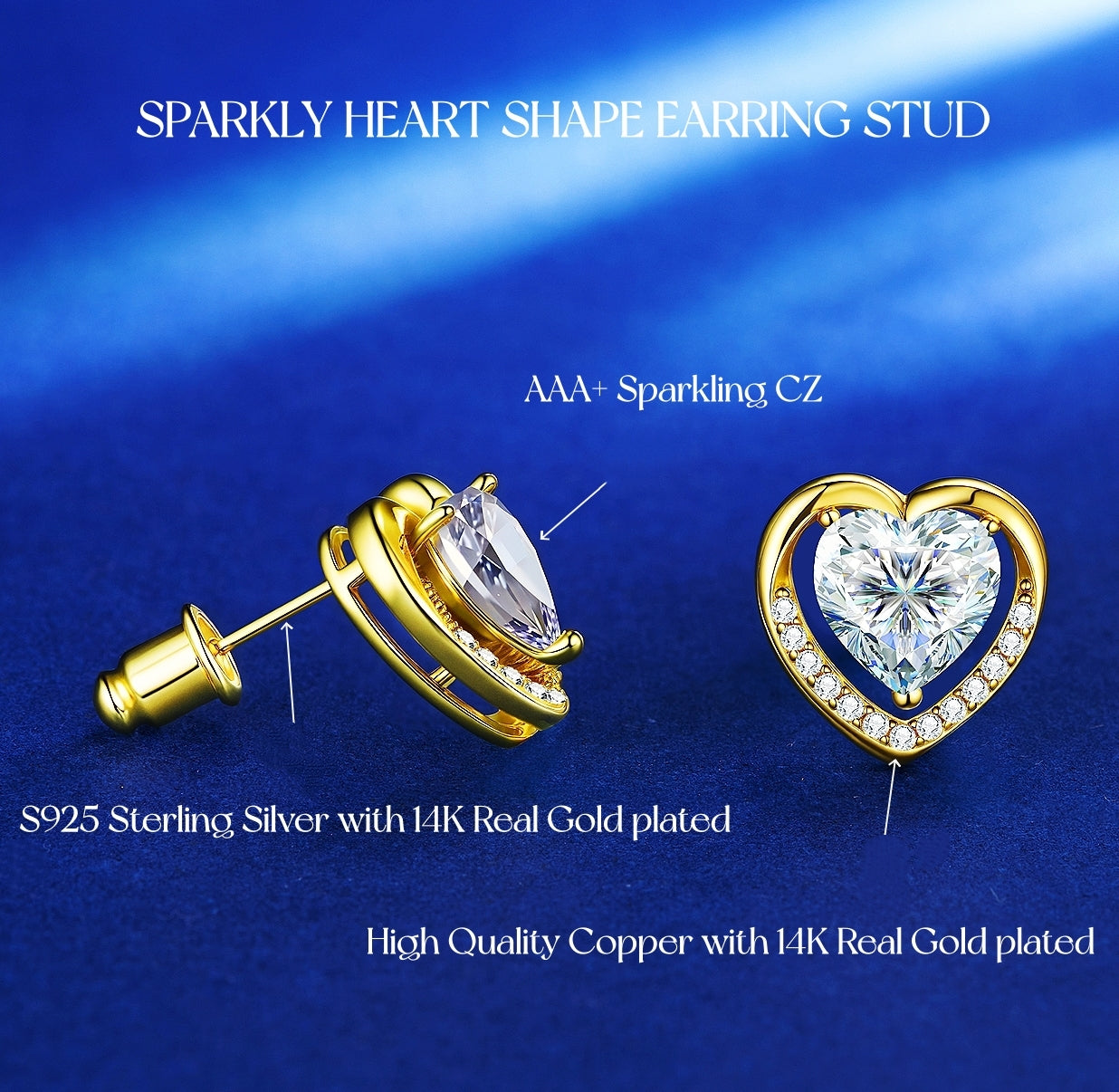 Heart Zircon Necklace and Earrings Set