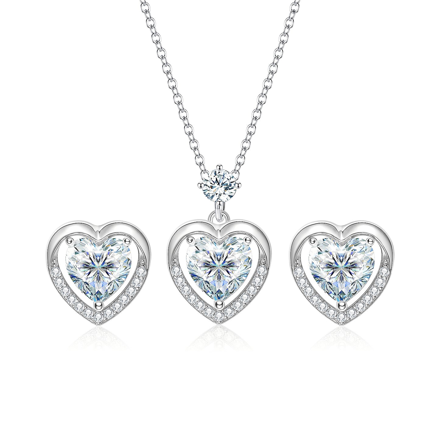 Heart Zircon Necklace and Earrings Set