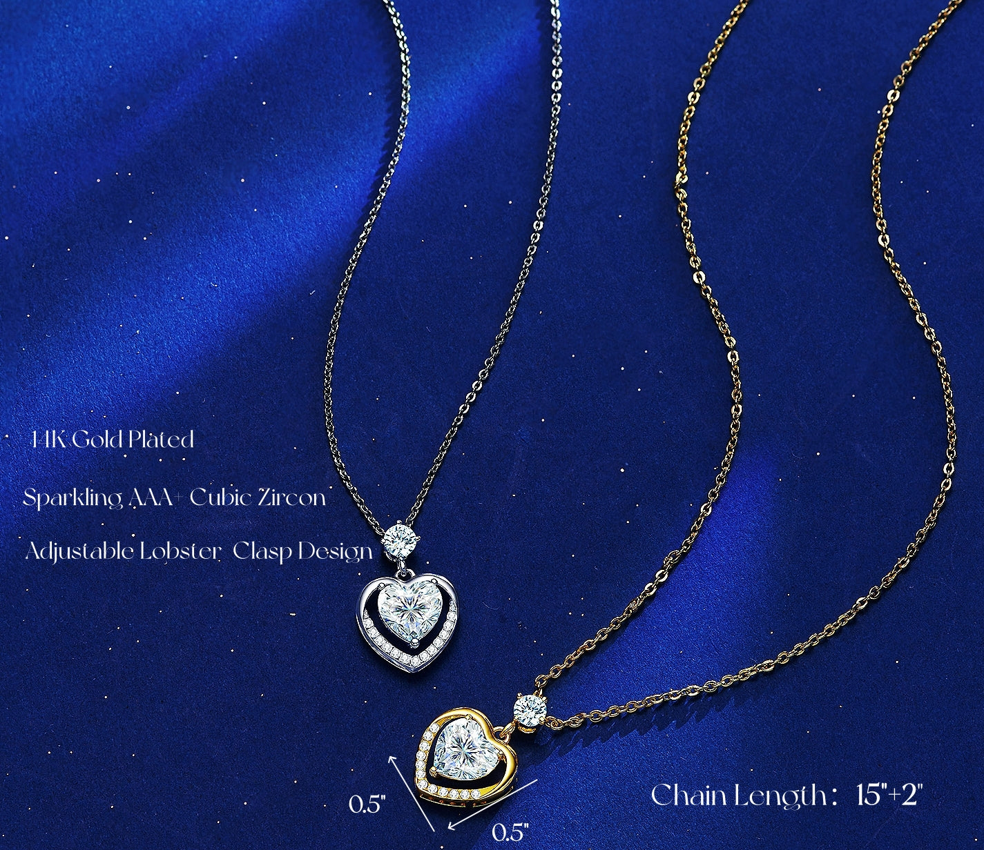 Heart Zircon Necklace and Earrings Set