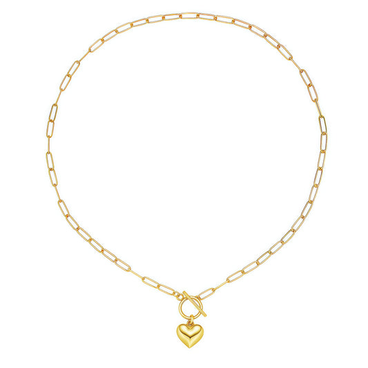 YEATMUE Heart Necklace for Women 14K Gold Plated Trendy Heart Choker Lover Pendant Hypoallergenic Fashion Gold Necklace for Women Love Jewelry Gift for Women