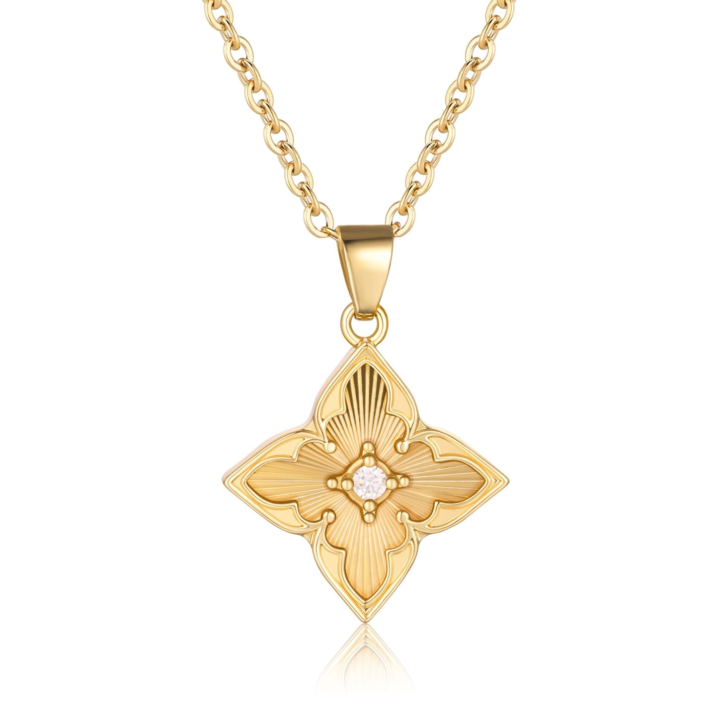 14K Gold Plated Gold Clover Necklace, Dainty Four Leaf Lucky Choker Charm Colorful Clover Adjustable Chain Shell Made Pendant Necklace for Women Jewelry