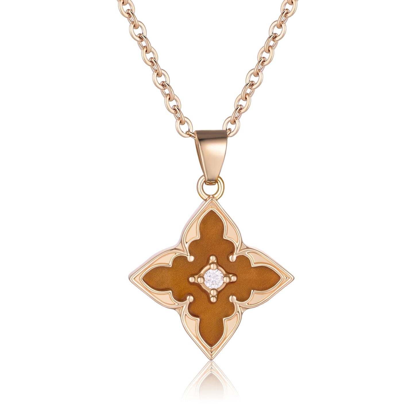 14K Gold Plated Gold Clover Necklace, Dainty Four Leaf Lucky Choker Charm Colorful Clover Adjustable Chain Shell Made Pendant Necklace for Women Jewelry
