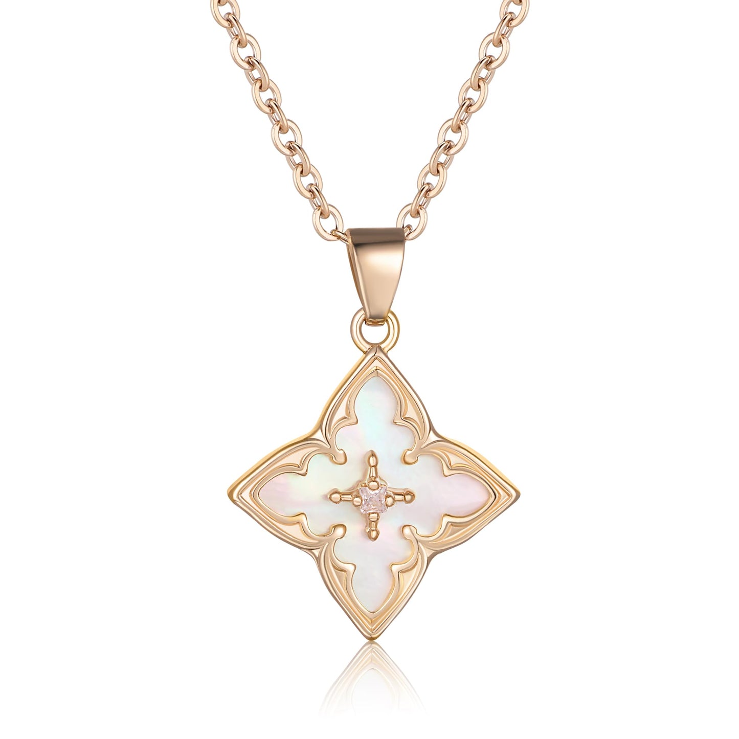 14K Gold Plated Gold Clover Necklace, Dainty Four Leaf Lucky Choker Charm Colorful Clover Adjustable Chain Shell Made Pendant Necklace for Women Jewelry