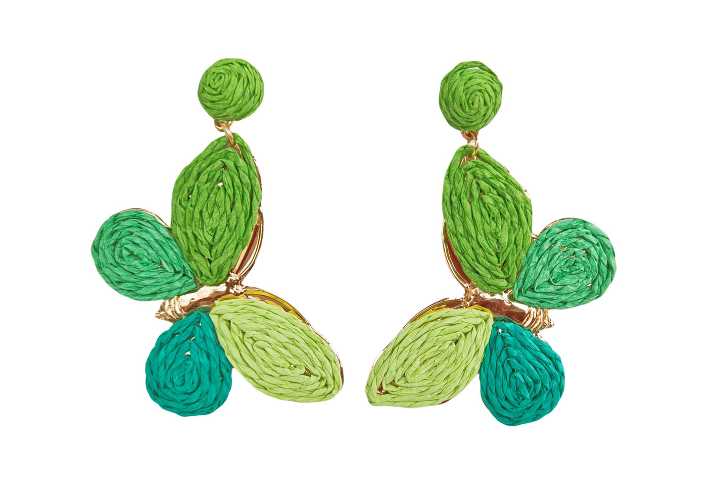 Raffia Colorful Butterfly Earrings, Gradient Ramp Raffia Straw Wrapped Statement Butterflies Handmade Earring for Women, Summer Mix Color Boho Dangle Tropical Beach Jewelry Gift