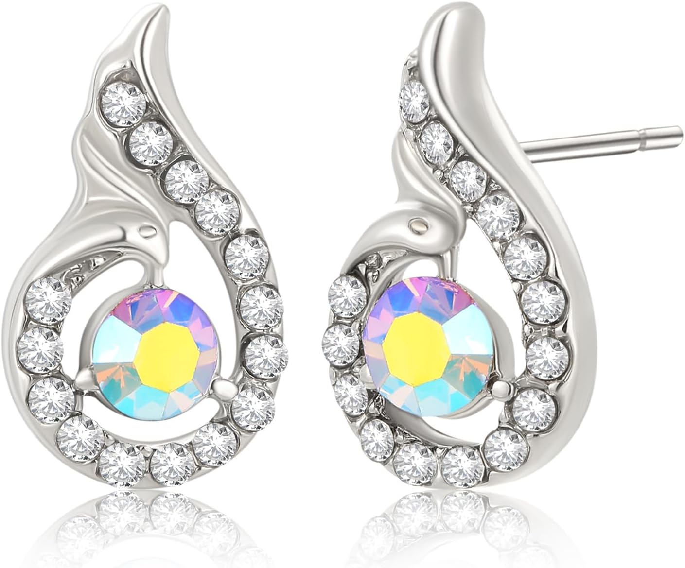 Phoenix Crystals Stud Earrings for Women, Unique Jewelry for Women Birthday Gifts for Women, Symbol of Luck and Reborn