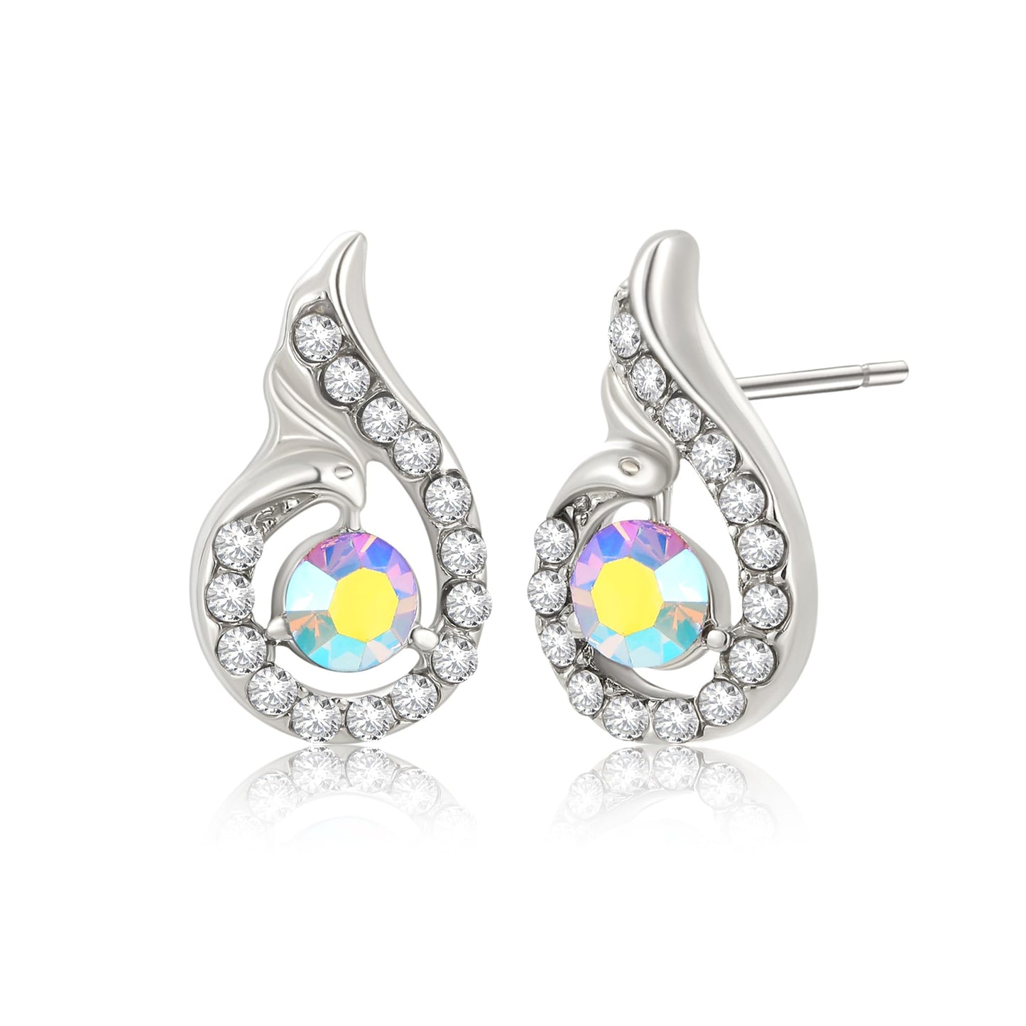 Phoenix Crystals Stud Earrings for Women, Unique Jewelry for Women Birthday Gifts for Women, Symbol of Luck and Reborn