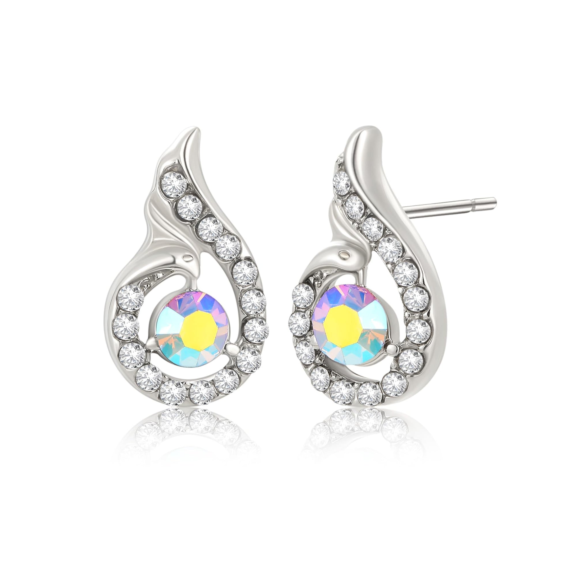 Phoenix Crystals Stud Earrings for Women, Unique Jewelry for Women Birthday Gifts for Women, Symbol of Luck and Reborn