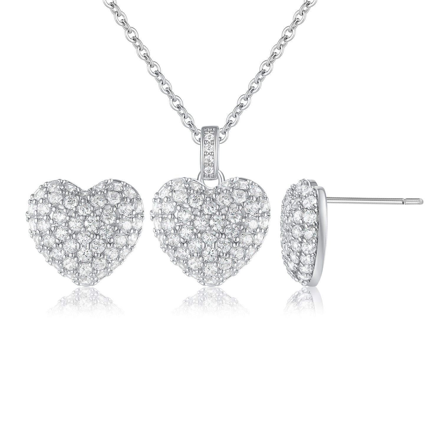 YEATMUE Heart Necklace Heart Earrings 14K Real Gold Plated Jewelry Set For Women Bride Bridesmaids Bridal Wedding Party Prom Birthday Gift